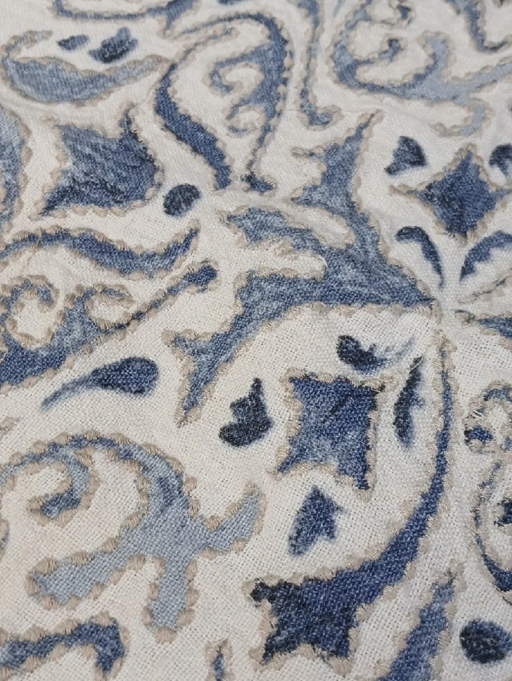 Pottery Barn Blue and White Paisley linen + cotton pillow cover